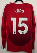 Manchester United Heimtrikot L/S 2024/25 Yoro - 9/10 - Größe M